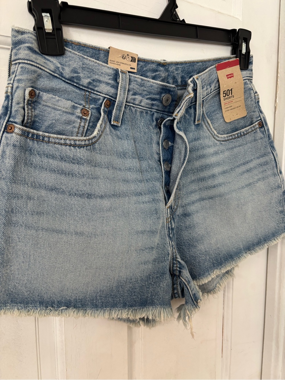 Levi's Light Blue 501 High-Rise Denim Shorts - Picture 3 of 4
